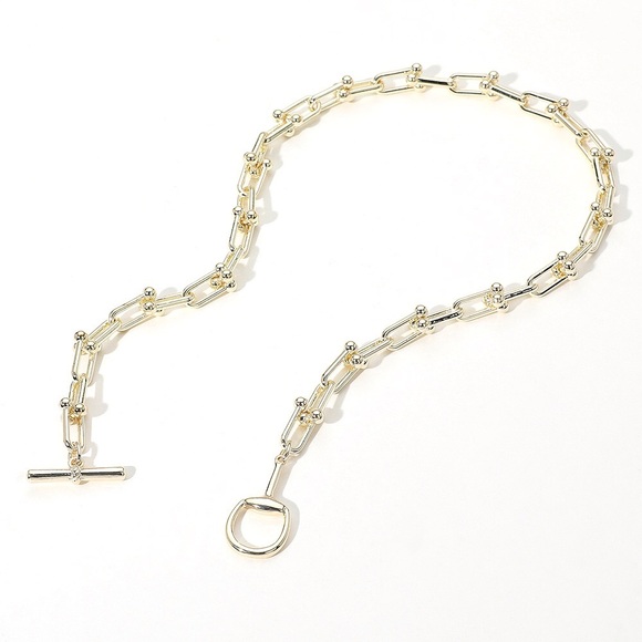 14KGP Hardware Chain Necklace Toggle Closure - Picture 1 of 4